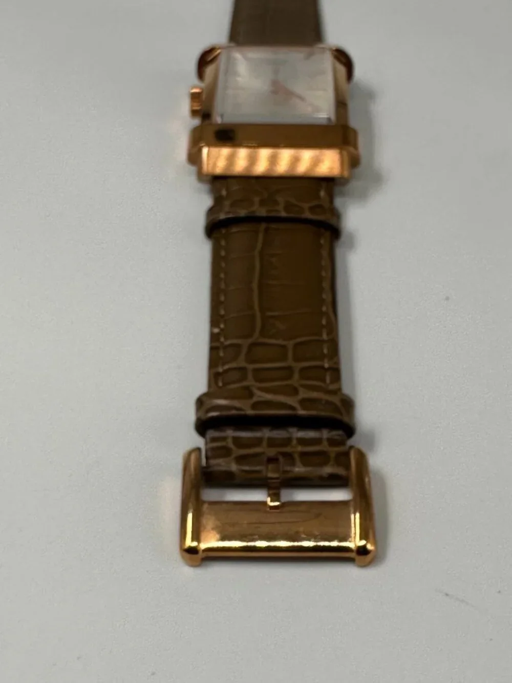 XO Retro MCML Watch Mens Rose Gold Tone Green Leather Band New Battery 9.5